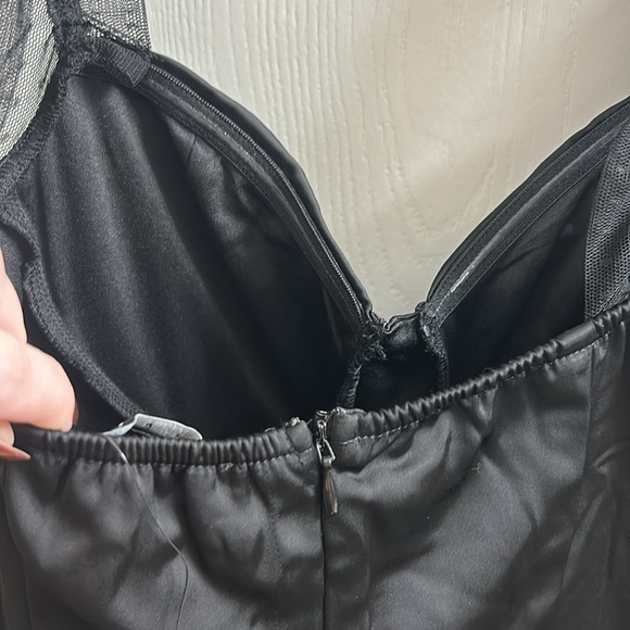 lulu’s Modern Black Satin Mesh Long Sleeve Bustier Jumpsuit - Picture 8 of 8